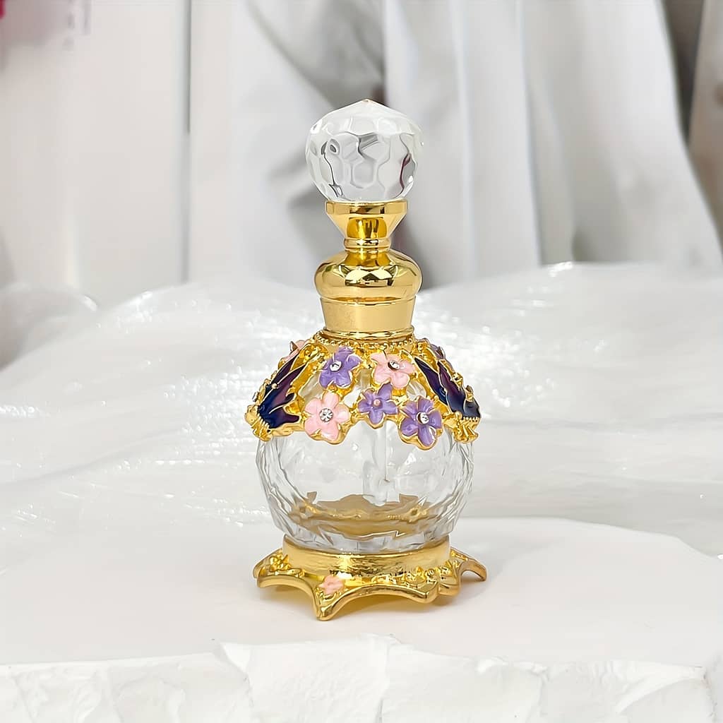 15ml Vintage Embroidered Multi-colour Tattoo Perfume Bottle, Travel Essential Oil Dispenser Bottle With Diamond Pattern On Glass Body (no Perfume, Empty Bottle Only) Decorative Accessories Shop Online at Dubai Trades 2