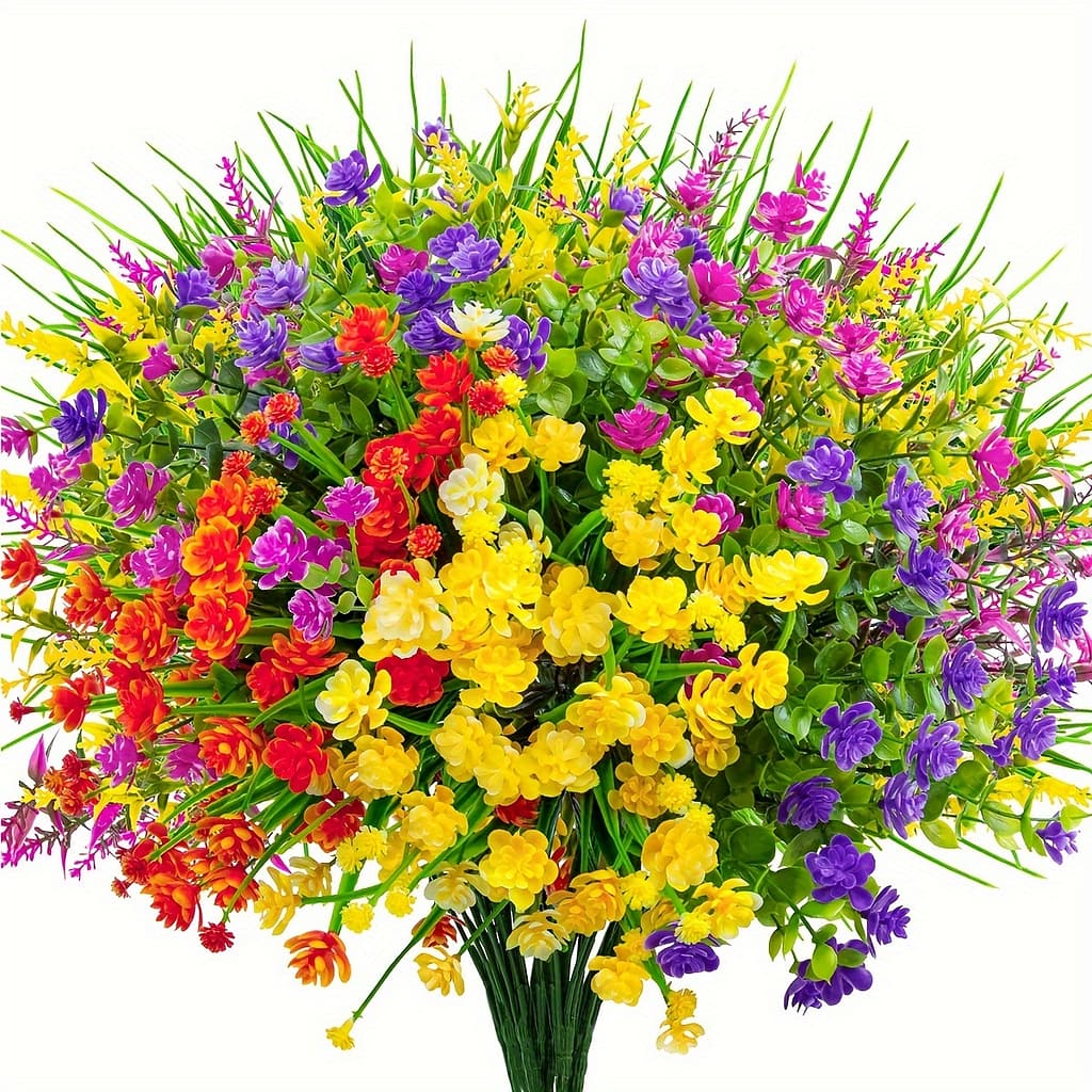 16 Bundles Outdoors Plastic Plants Artificial Flowers Shrubs Fake Plants Greenery Uv Resistant For Garden Patio Window Table Kitchen Home Decoration Outdoor Artificial Flowers Shop Online at Dubai Trades 2