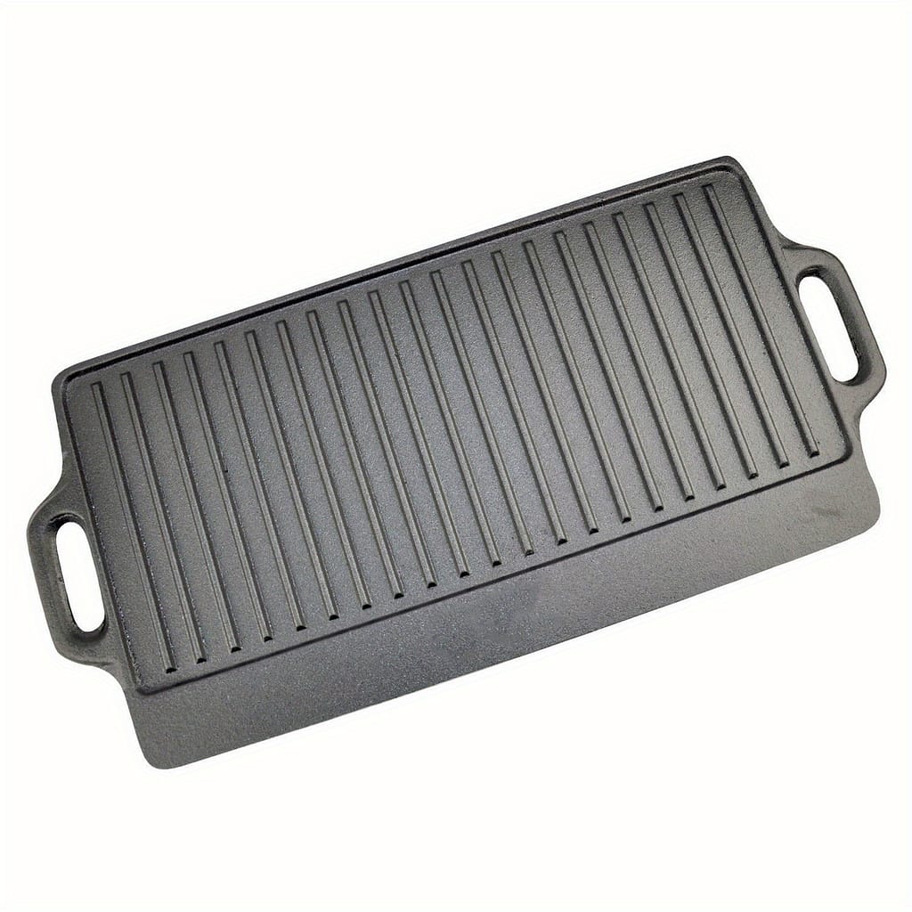1pc 50cm Cast Iron Reversible Pan – Non Stick Skillet Bbq Hot Plate For Indoor Stove & Outdoor Bbqs – Baking Pan Bbq Accessories Cookware Shop Online at Dubai Trades 2