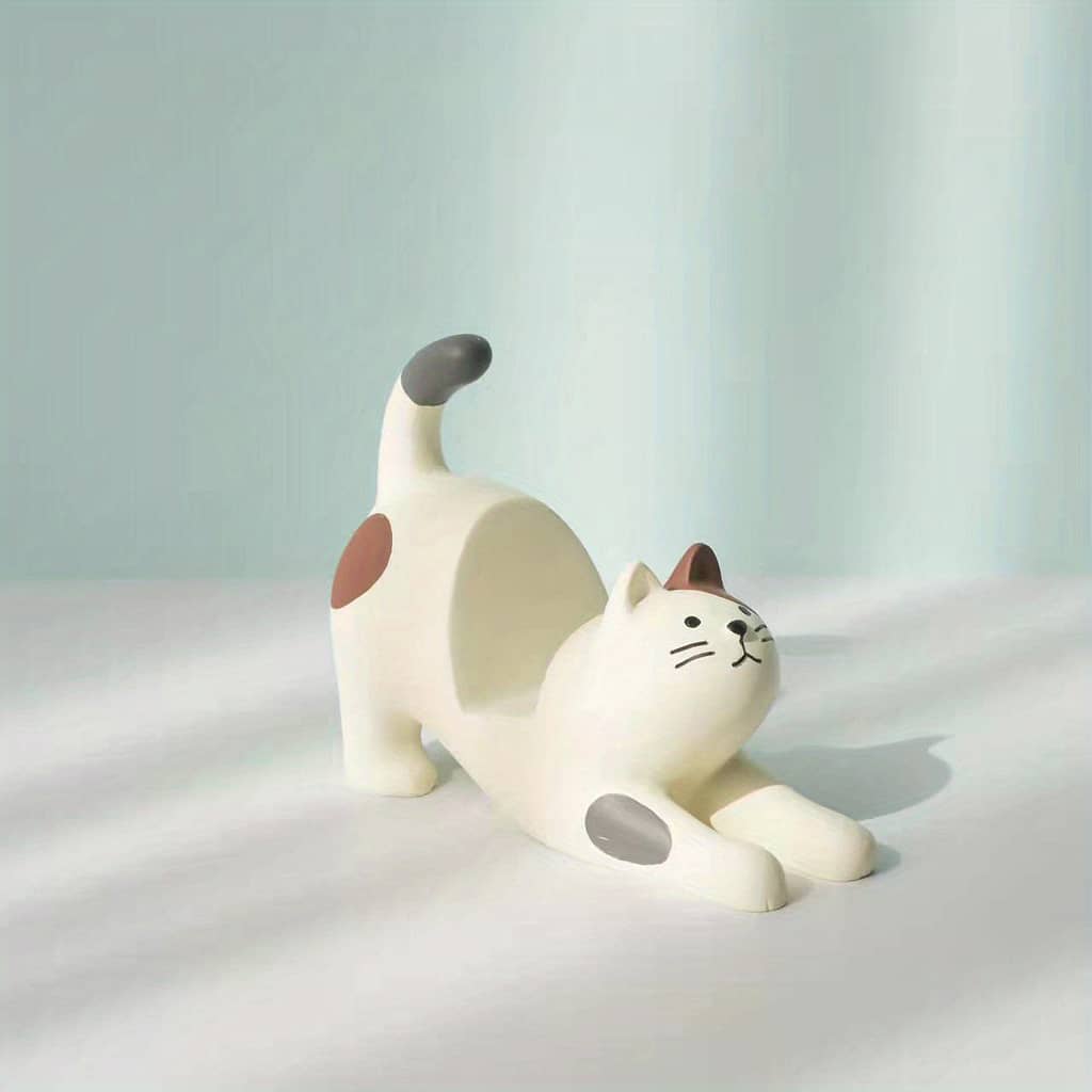 1pc Cat-shaped Phone Holder, Ergonomic Gimbal Design, Abs Material, Mount, Desk Accessory, Black & White Kitten Stretching Design, Home Decor Accessories Shop Online at Dubai Trades 2