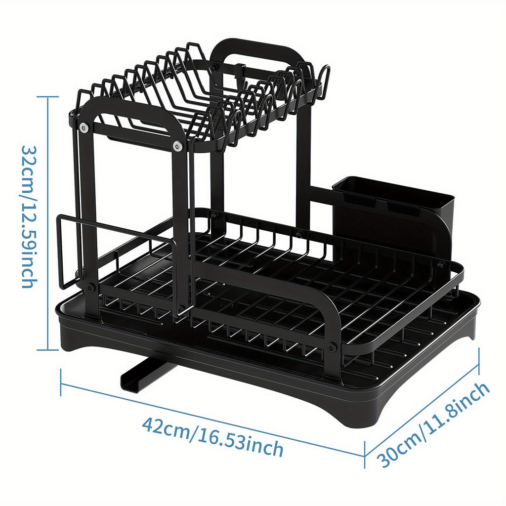 1pc Dish Drying Rack For Kitchen Counter Over The Sink, Larger 2-tier Dish Drying Rack Set With Double-layer Bowl Rack, Cup Rack, Cutting Board, Accessories Business, Industry & Science Shop Online at Dubai Trades 2