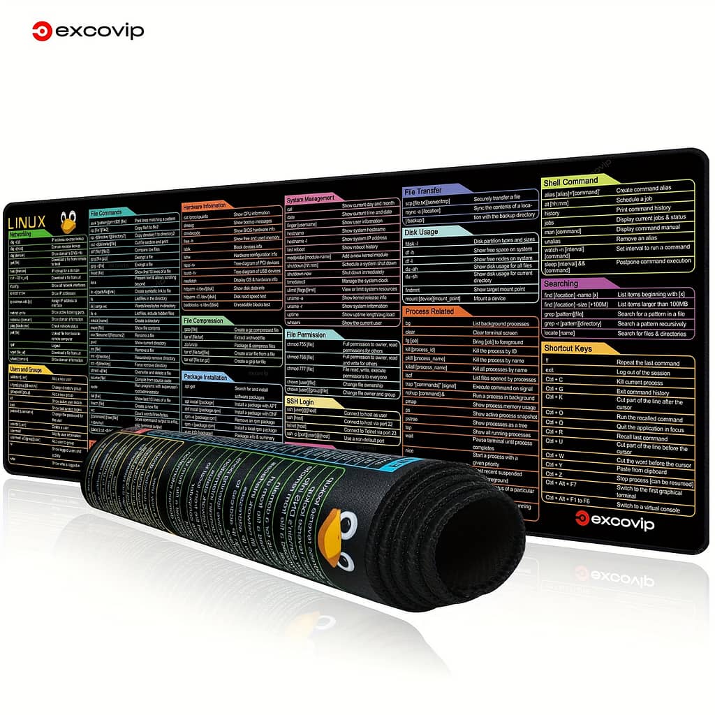 1pc Excovip Linux Shortcut Keyboard Mouse Pad – Large 31.5×11.8″ Non-slip Rubber Desk Mat, Washable, Color-coded For Easy Learning, Ideal For & Gamers, Mouse Pads For Desk Desk Accessories & Workspace Organizers Shop Online at Dubai Trades 2