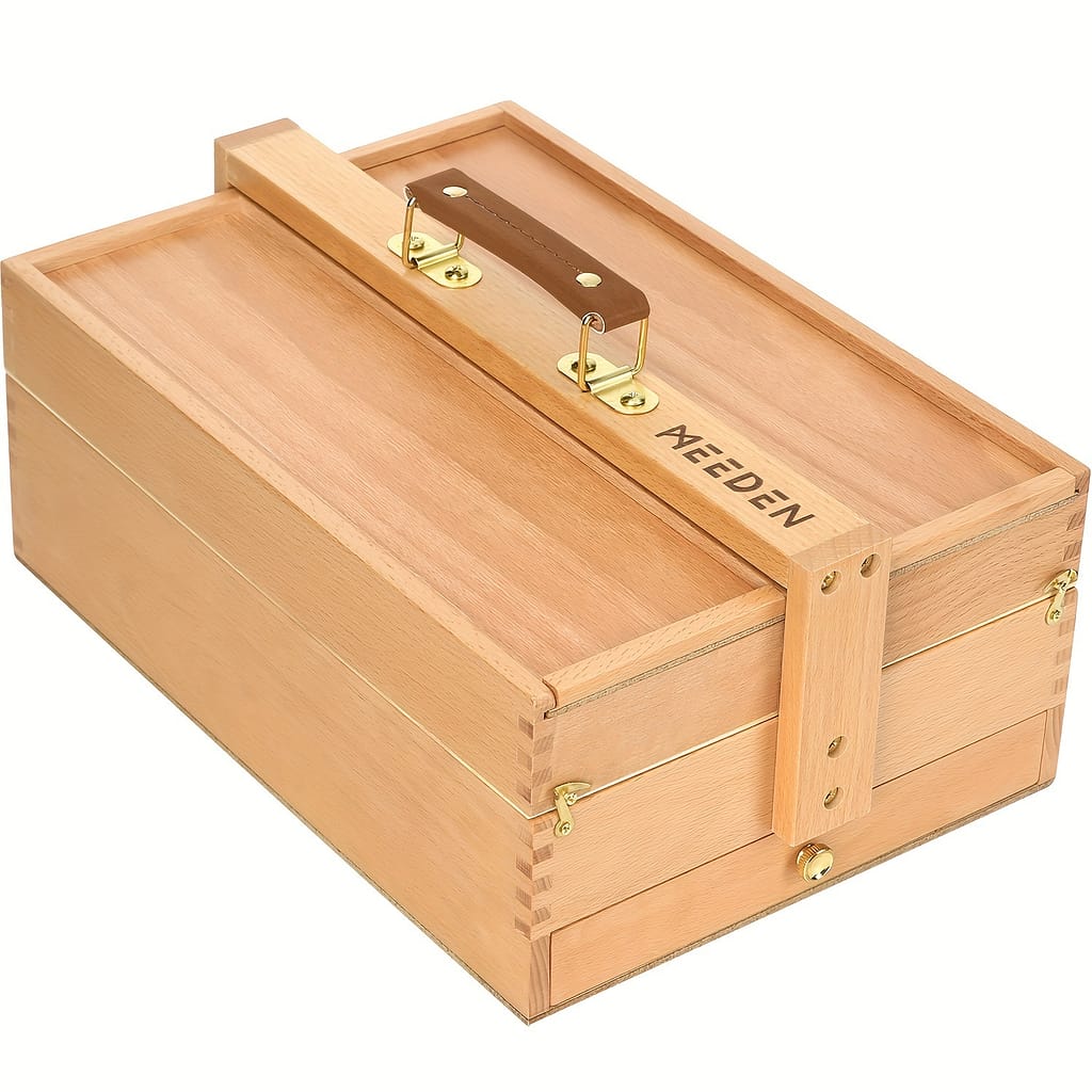 1pc Meeden German Wood Artist Storage Box – Portable Foldable Organizer With Compartments & Drawer For Art Supplies, Pastels, Pencils, Pens, Brushes Arts, Crafts & Sewing Shop Online at Dubai Trades 2
