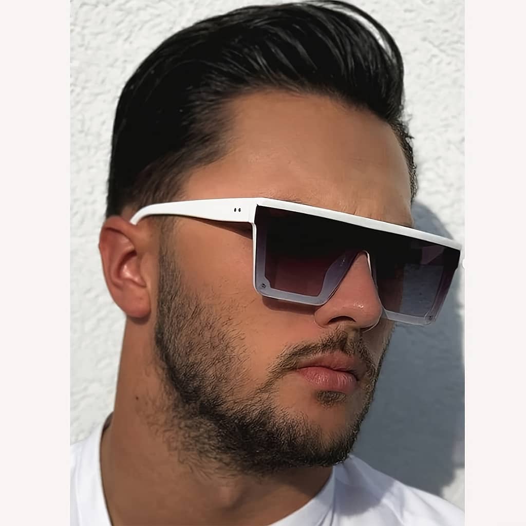 1pc Men’s Geometric Glasses – Large Frame, White With Purple Tint Lenses, Stylish Streetwear Design For Driving, And Everyday Use, Glasses | | Polycarbonate Lenses, Glasses For Men Accessories Shop Online at Dubai Trades 2