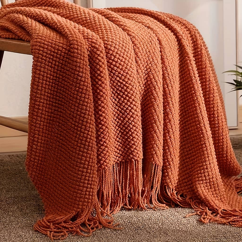 1pc Of Morandi Orange Knitted Blanket Bed Blankets Shop Online at Dubai Trades 2