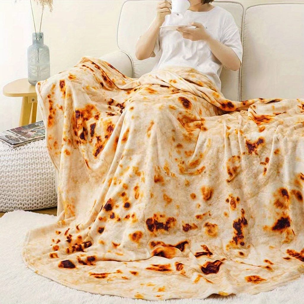 1pc Soft And Warm Mexican Tortilla Print Flannel Blanket For Couch, Sofa, Office, Bed, Camping, And Traveling Bed Blankets Shop Online at Dubai Trades 2