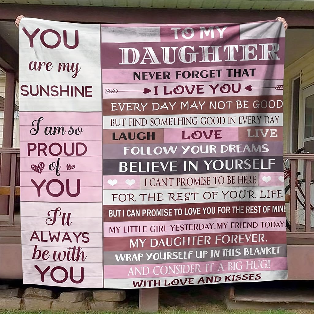 1pc To My Daughter Blanket Text Letter For Daughter Blanket Blanket For Couch Sofa Office Bed Camping Travel, Blanket Bedding Shop Online at Dubai Trades 2