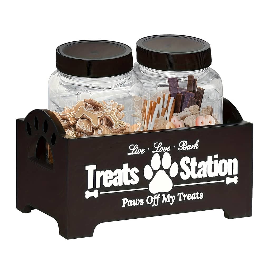 1pc Wooden Pet Treat Station, Pet Food Storage Organizer, Paw Design, Pet Supplies, Home Storage And Organizer Home & Kitchen Shop Online at Dubai Trades 2