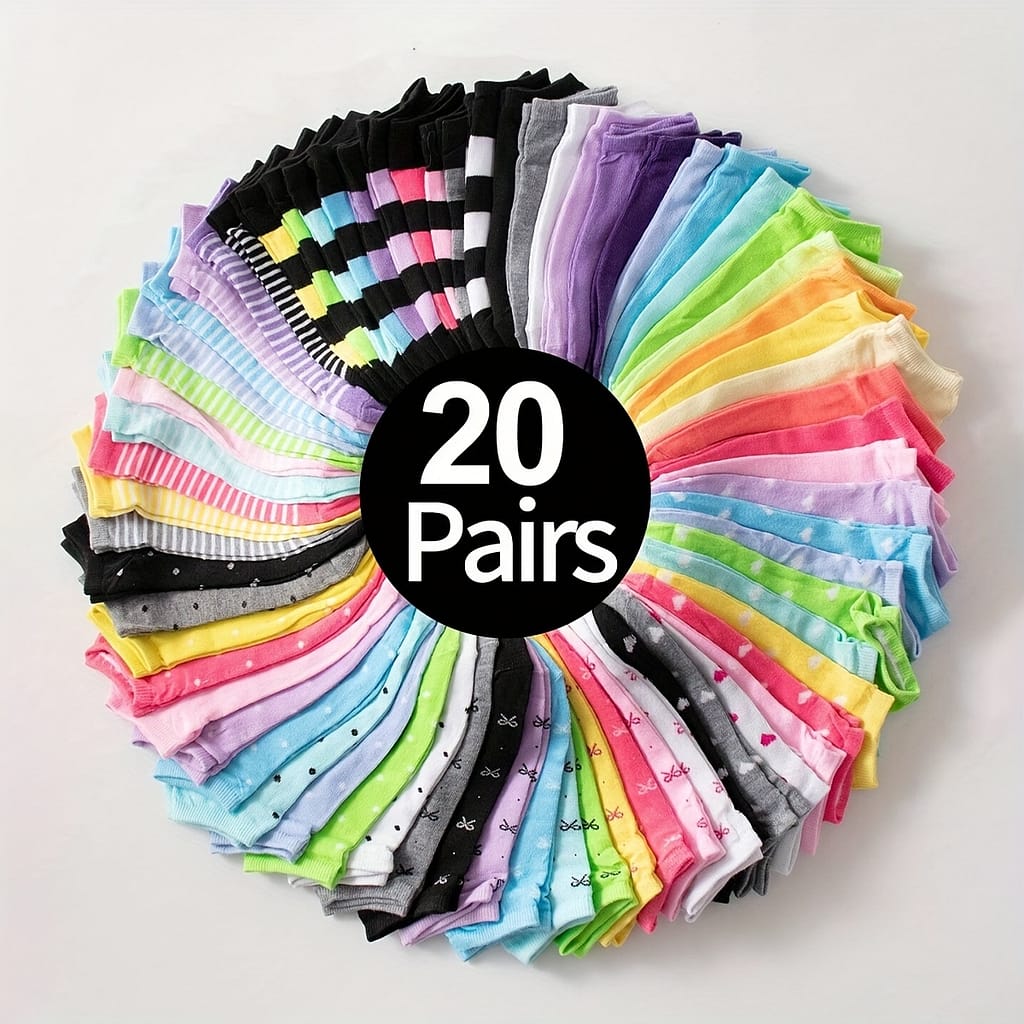 20 Pairs Socks, Soft & Breathable Ankle Socks, Women’s Stockings & Hosiery Accessories Shop Online at Dubai Trades 2