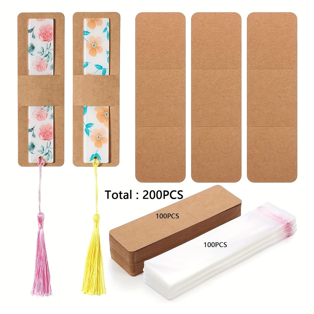 200pcs Paper Bookmark Clip Set With Transparent Self Adhesive Bag, Diy Blank Bookmark Display Card Cover, Fashion Wood Jewelry Making Tool Clothing, Shoes & Jewelry Shop Online at Dubai Trades 2