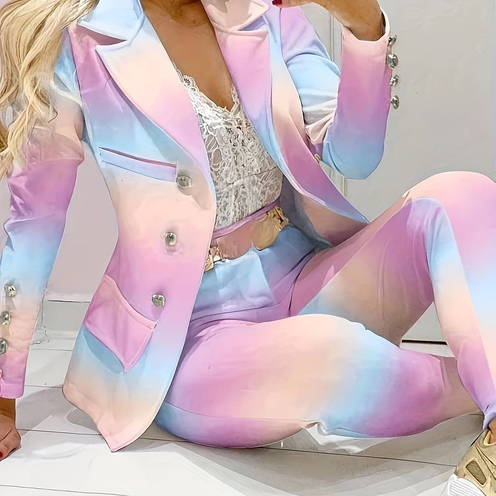 2024 European And American New Chain Print Double-breasted Suit Set For Attracting Wealth Blazers Shop Online at Dubai Trades 2