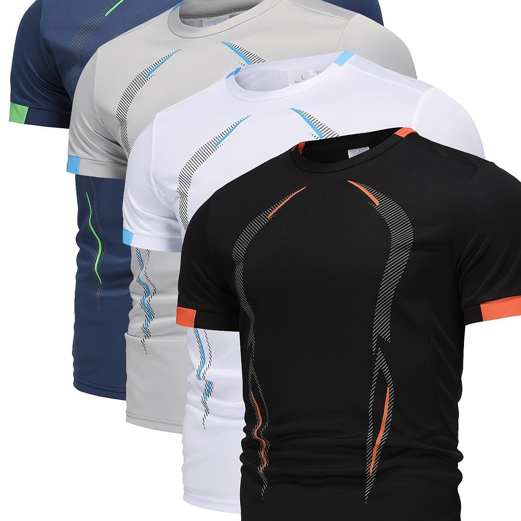 2024 Popular ‘ Fitness Running Tops, Breathable, Comfortable, Soft Outdoor Sports T-shirts Available In Black, White, Gray, And Navy Blue, Sold As A Four-piece Set. Australian Rules Football Shop Online at Dubai Trades 2