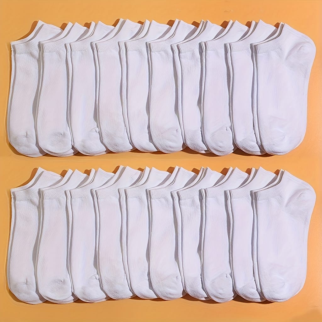 20pcs Breathable Ankle Socks – Comfortable & Solid Colors, Polyester , Machine Washable, , Cute Socks Accessories Shop Online at Dubai Trades 2
