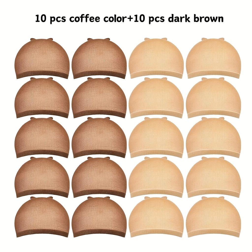 20pcs Stretch Nylon Wig Caps Brown&light Brown Wig Cap Suitable For Lace Front Wigs For Beauty & Personal Care Shop Online at Dubai Trades 2