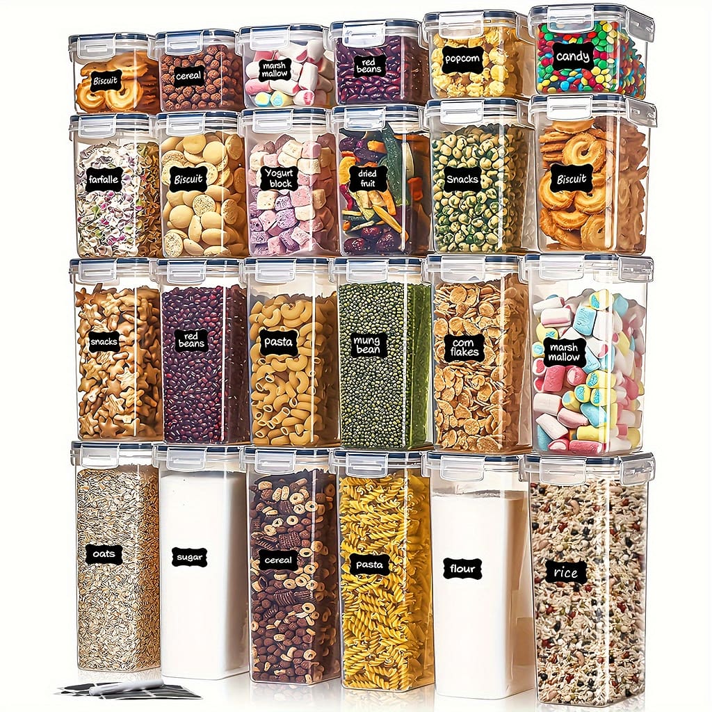 24pcs Airtight Food Storage Container Set With Lids – Bpa-free, Stackable Kitchen Organizers For Cereal, Flour, Sugar & More – Includes Labels & Marker, Rv & Home Pantry Organization Appliances Shop Online at Dubai Trades 2
