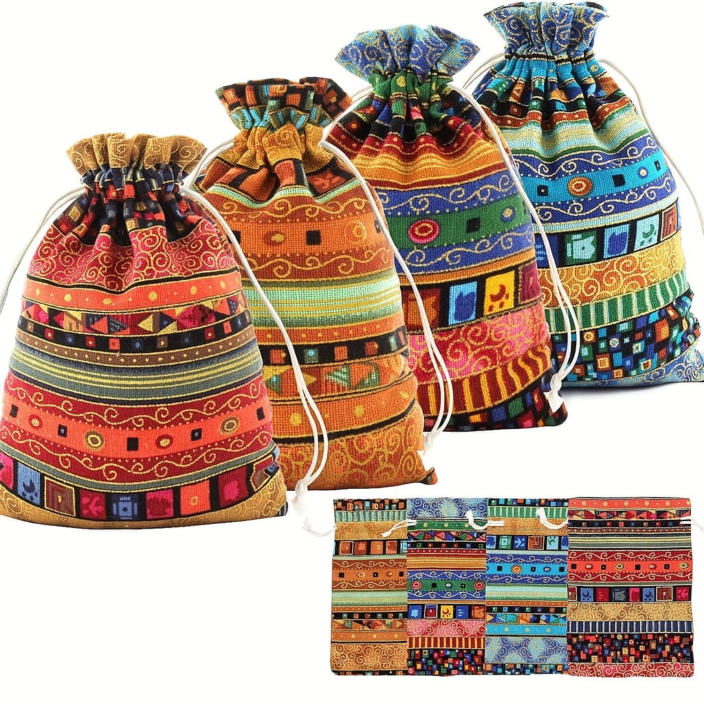 24pcs Egyptian Ethnic Style Jewelry Pouch Small Gift Bags With Drawstring Cloth Sachet For Coin Party Favor Retail Supply Wedding Holiday Boxes & Bags Shop Online at Dubai Trades 2