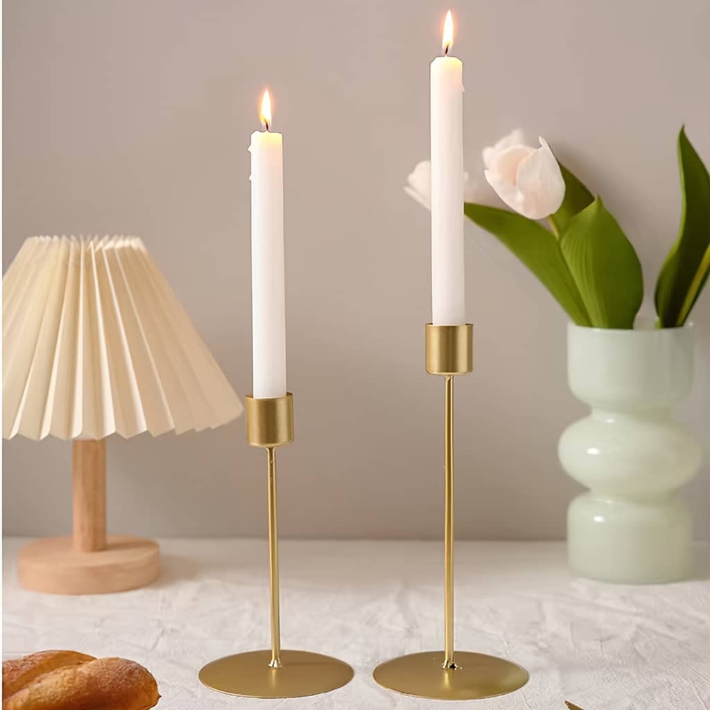 2pcs Candle Holder, Candlestick, For Candlelight Dinner Photo Props, Wedding Anniversary Birthday Decor, Table Living Room Home Decor, Valentine’s Day New Year Candlesticks Shop Online at Dubai Trades 2