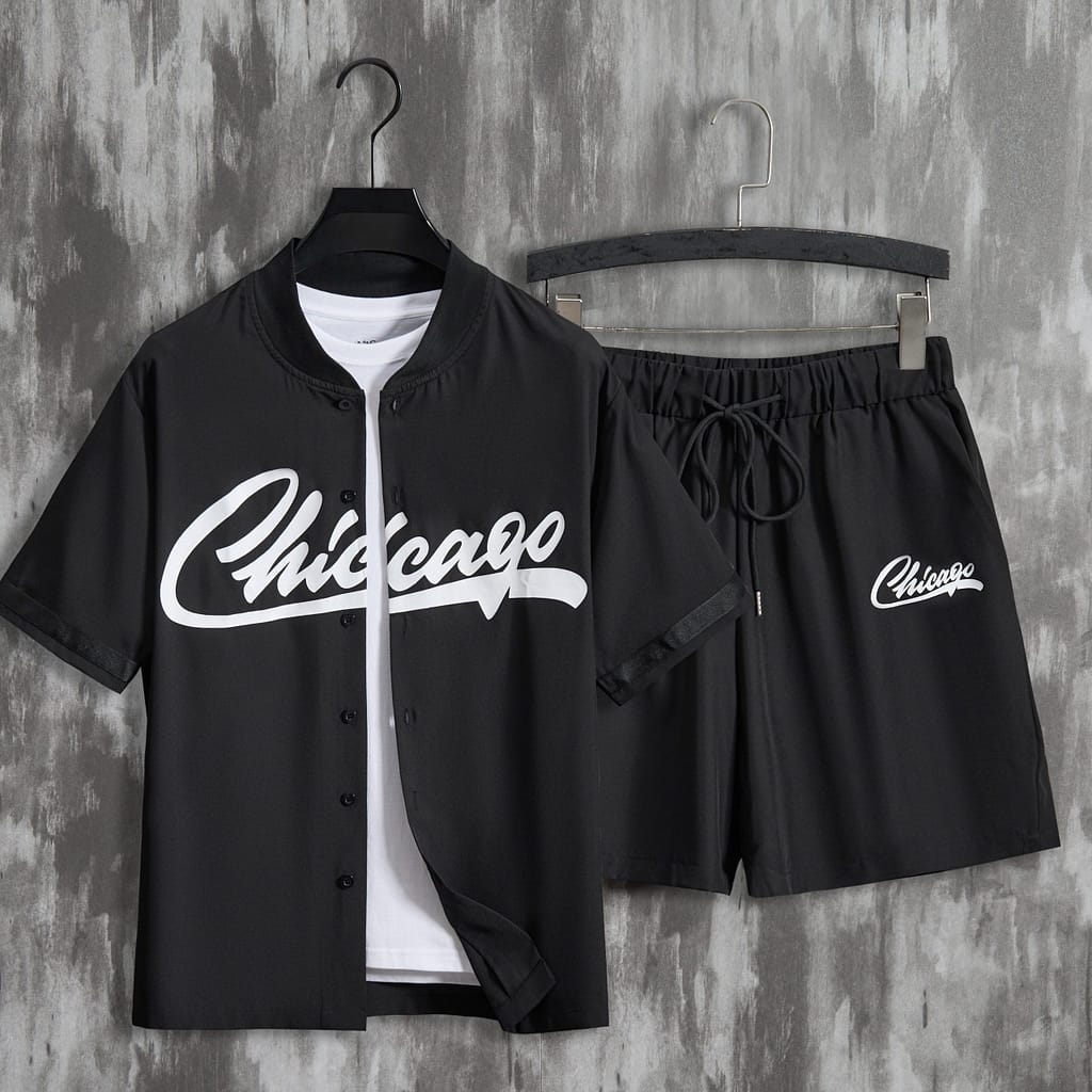 2pcs Letter Print Trendy Outfits For Men, Casual Short Sleeve Baseball Jersey Shirts And Drawstring Shorts Set For Summer, Men’s Clothing Vacation Workout Active Shop Online at Dubai Trades 2