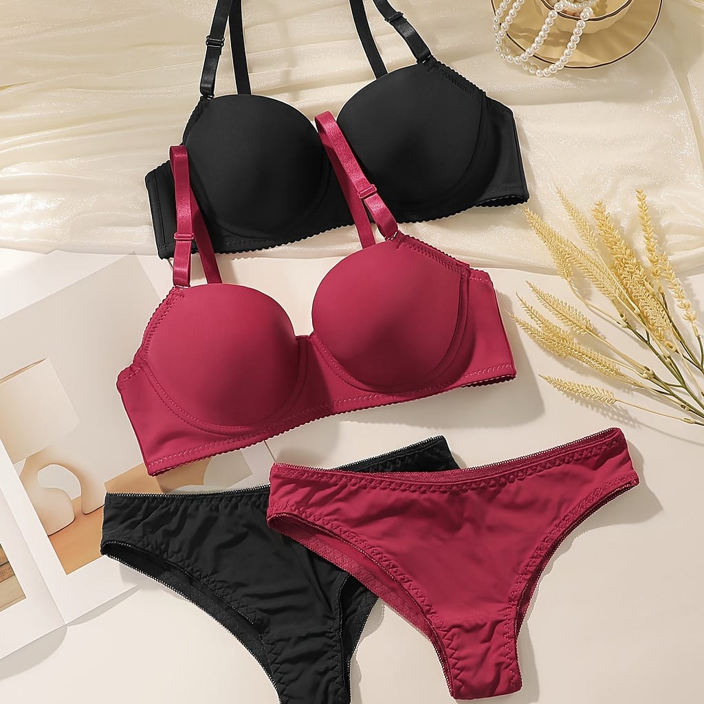 2pcs Seamless Push-up Bra & Panty Set For Women – Comfortable Underwire Support, Anti-sagging, Breathable Nylon/elastane , Hand Washable – Includes Black & Styles, Bra And Panty Set Clothing Shop Online at Dubai Trades 2