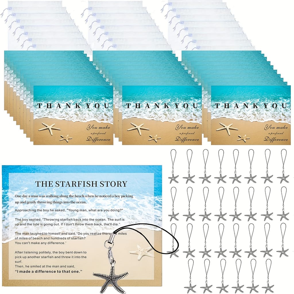 30-pack Starfish Story Appreciation Notecards, Silver Starfish Pendant Gifts, Thank You Cards For Employees, Teachers, , Nurses – Professional Recognition And Gratitude Tokens Card Stock Shop Online at Dubai Trades 2