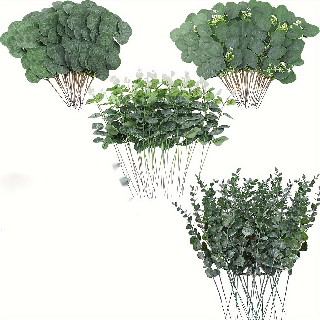 30pcs 4 Types Of Artificial Mixed Eucalyptus Leaves Stems Artificial Silvery Leaves Artificial Plants For Wedding Bouquet Centerpieces Floral Arrangements Decorations Artificial Plants & Flowers Shop Online at Dubai Trades 2