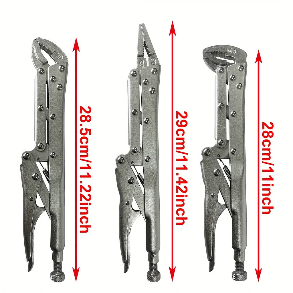 3pcs 12in. Extended Locking Plier Set, Straight/45 Degree/80 Degrees, Original Curved Ideal Tool For Gripping,clamping, And Hard-to-reach Areas Automotive Shop Online at Dubai Trades 2