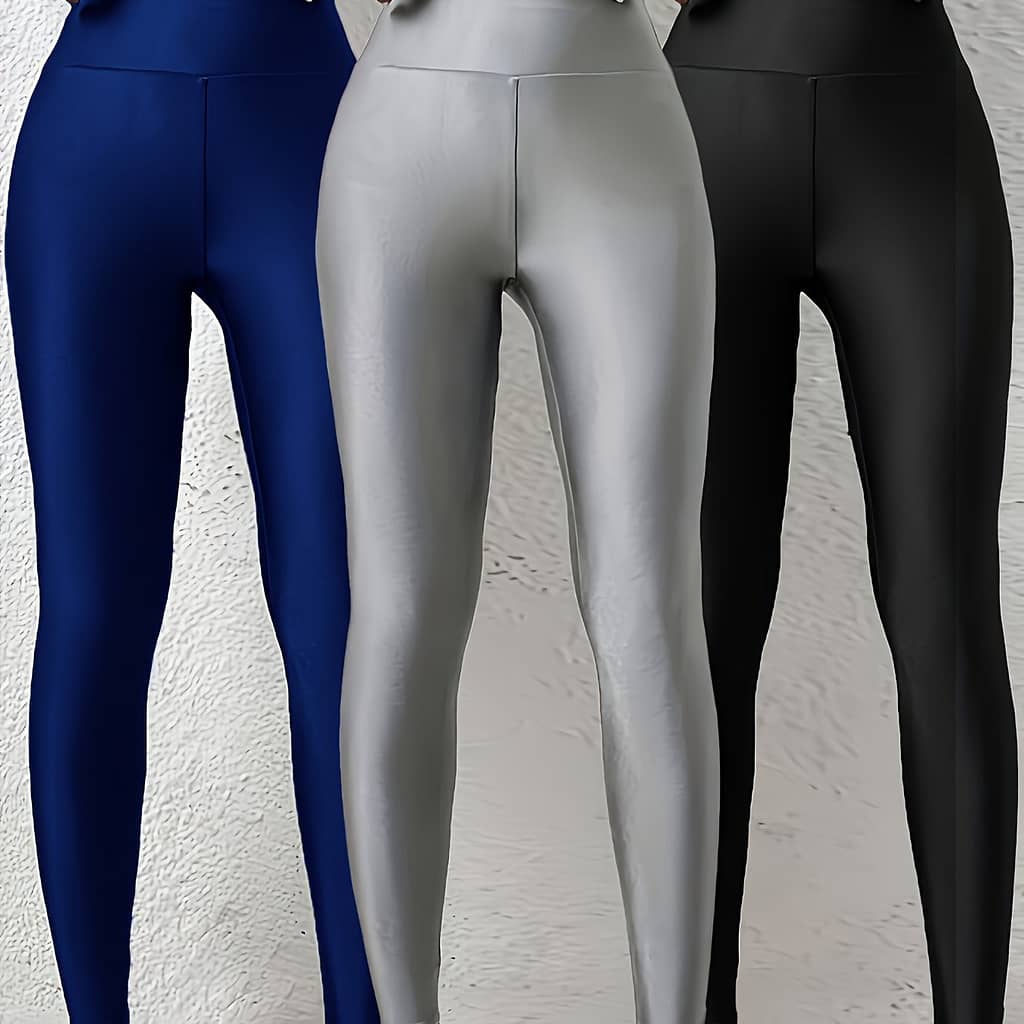 3pcs High Waist Solid Color High Stretch Sports Yoga Pants, Women’s Activewear Clothing Shop Online at Dubai Trades 2