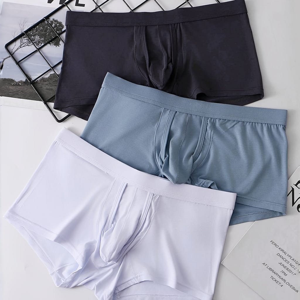 3pcs Men’s Breathable Boxer Briefs With Anti-chafing Corners – Fit, Stretch Rayon Blend, Non-transparent, Machine Washable – Fashionable Solid Underwear Boxer Briefs Shop Online at Dubai Trades 2