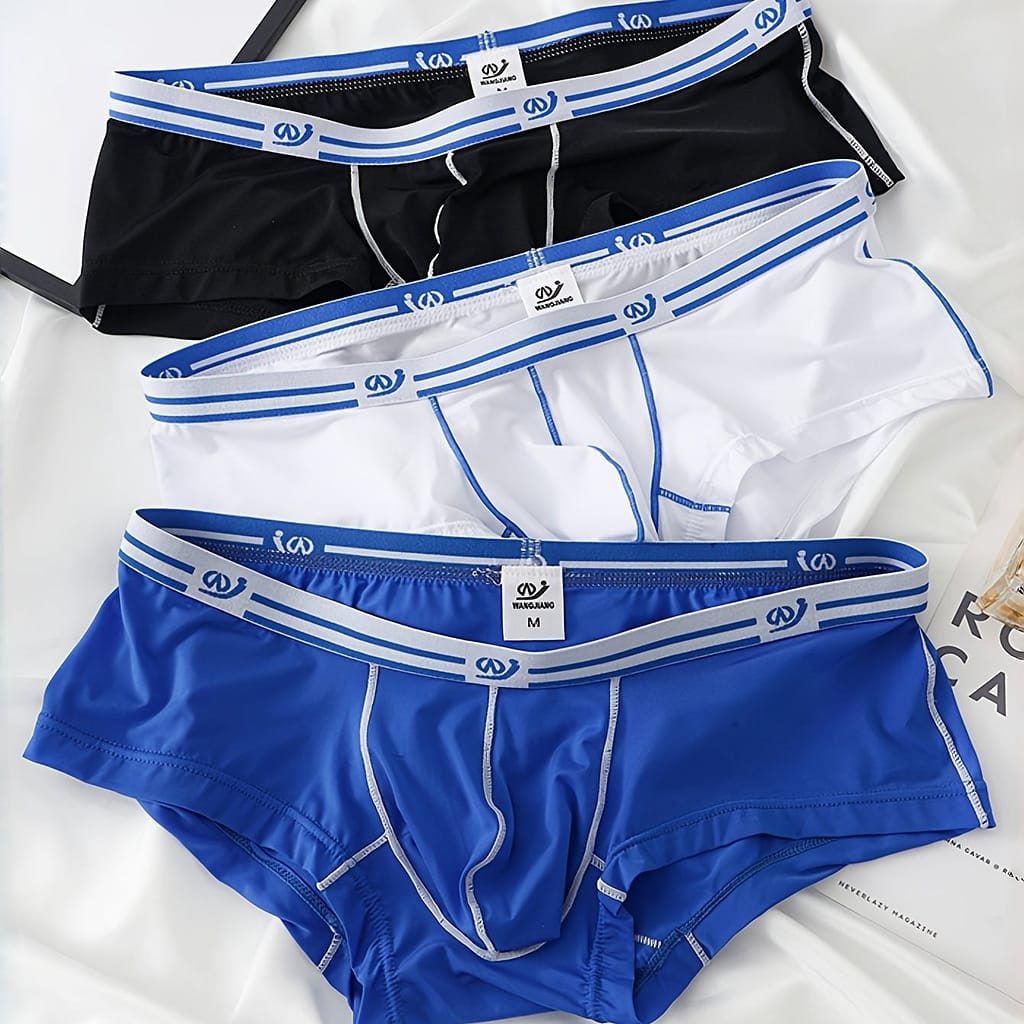 3pcs Men’s Sexy Trendy Solid Underwear, Breathable Comfy Stretchy Boxer Briefs, Casual Simple Underpants Boxer Briefs Shop Online at Dubai Trades 2