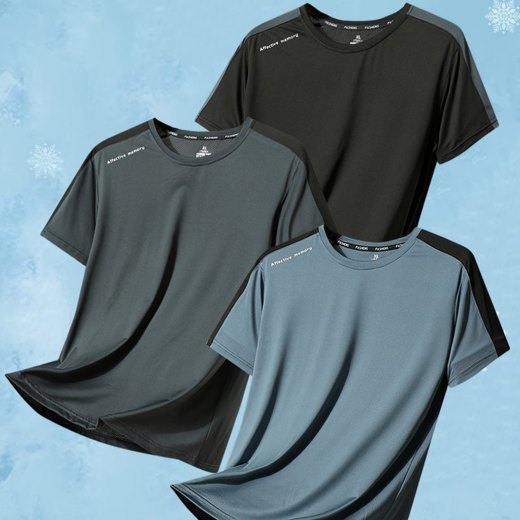 3pcs Men’s Summer Comfy T-shirt, Breathable Comfy Short Sleeve Tee, Trendy Casual Top For Daily Life Clothing Shop Online at Dubai Trades 2