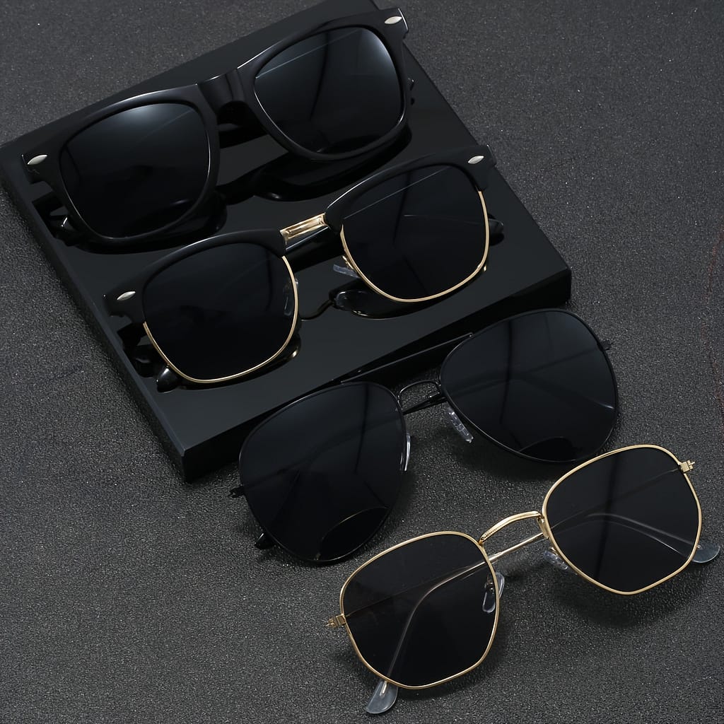 4 Pairs Of Men’ Rice Nail Geometric Irregular & Oval Street Fashion Glasses Suitable For Daily Commuting And Business Use Accessories Shop Online at Dubai Trades 2