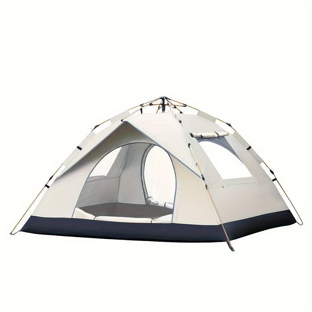 4-person Automatic Pop-up Tent With Fiberglass Poles, Square Oxford Cloth Camping Shelter, Quick Setup 3-second Design, Waterproof Zipper Closure For Hiking, Travel & Beach Camping & Hiking Shop Online at Dubai Trades 2