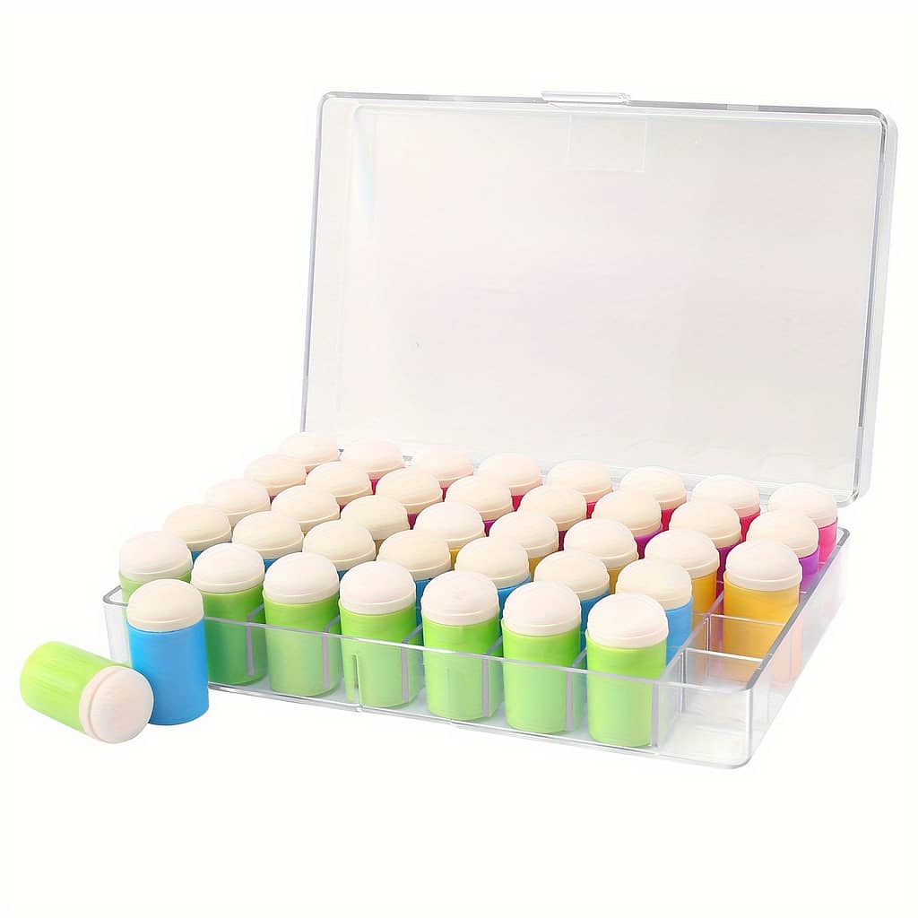 40pcs Mixed Color Sponge Daubers With Abs Material And Storage Case – Ideal For Inks, Paints, Chalks – Precise Control For Detailed Artwork And Stenciling Arts, Crafts & Sewing Shop Online at Dubai Trades 2