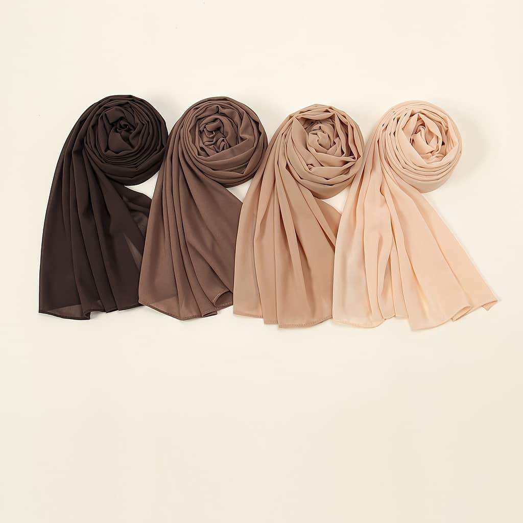 4/5pcs Fashion Pearl Chiffon Headscarf And Scarf Combination, Daily Outdoor Travel Scarf Elegant Style Women’s Windproof And Breathable Shawl Accessories Shop Online at Dubai Trades 2