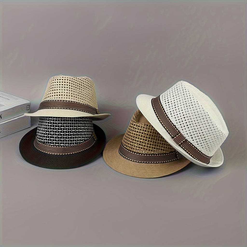 4pcs Classic Retro Gentlemen Summer Sun Hats, Seaside Beach Jazz Hats, Breathable Accessories Shop Online at Dubai Trades 2