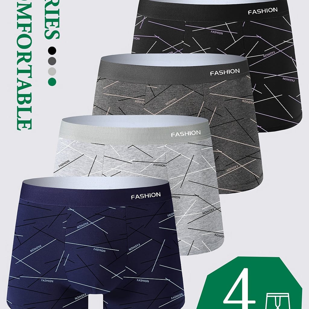 4pcs Men’s Boxer Briefs, Breathable Comfy Boxer Trunks, Athletic Shorts, Men’s Casual & Underwear For Men Boxer Briefs Shop Online at Dubai Trades 2