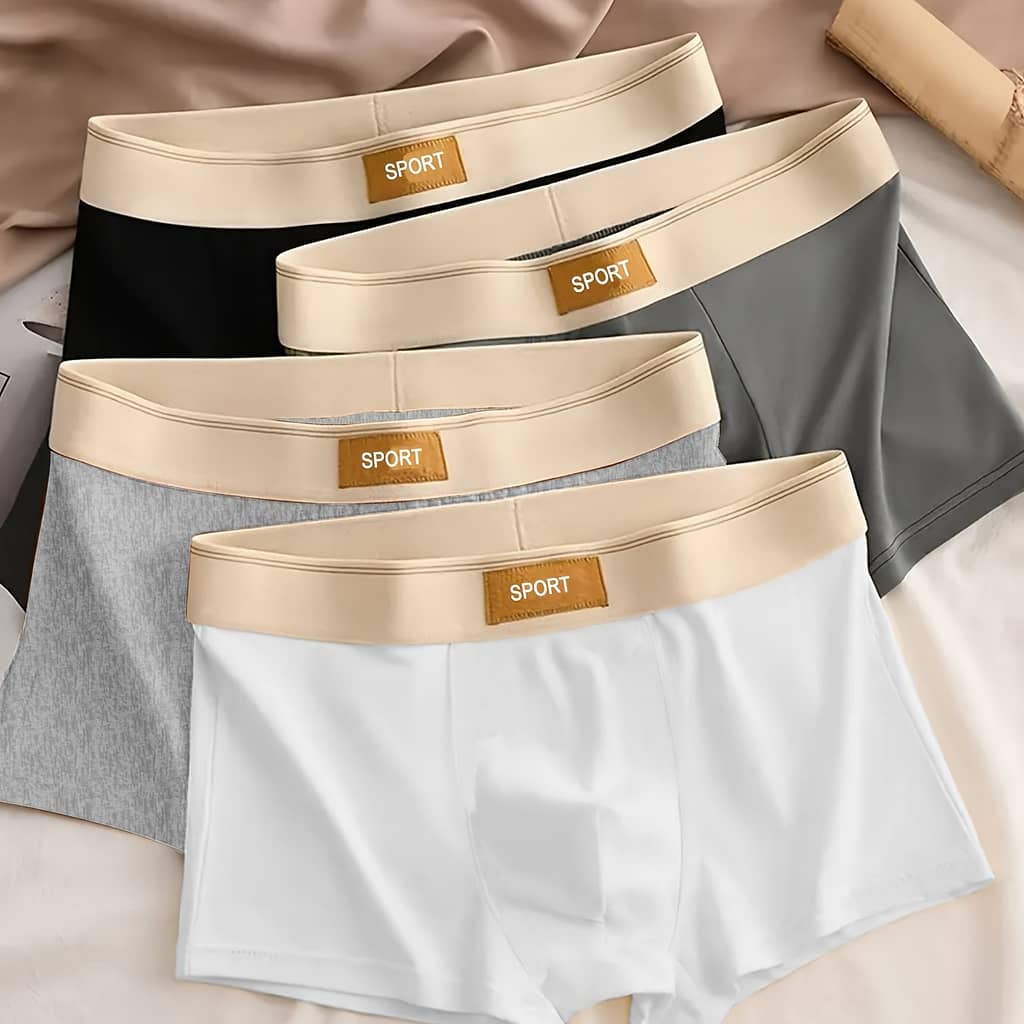 4pcs Men’s Breathable Soft Boxer Briefs – Stretchy, Fit For Casual Wear, Flat Leg, Boxer Briefs Shop Online at Dubai Trades 2