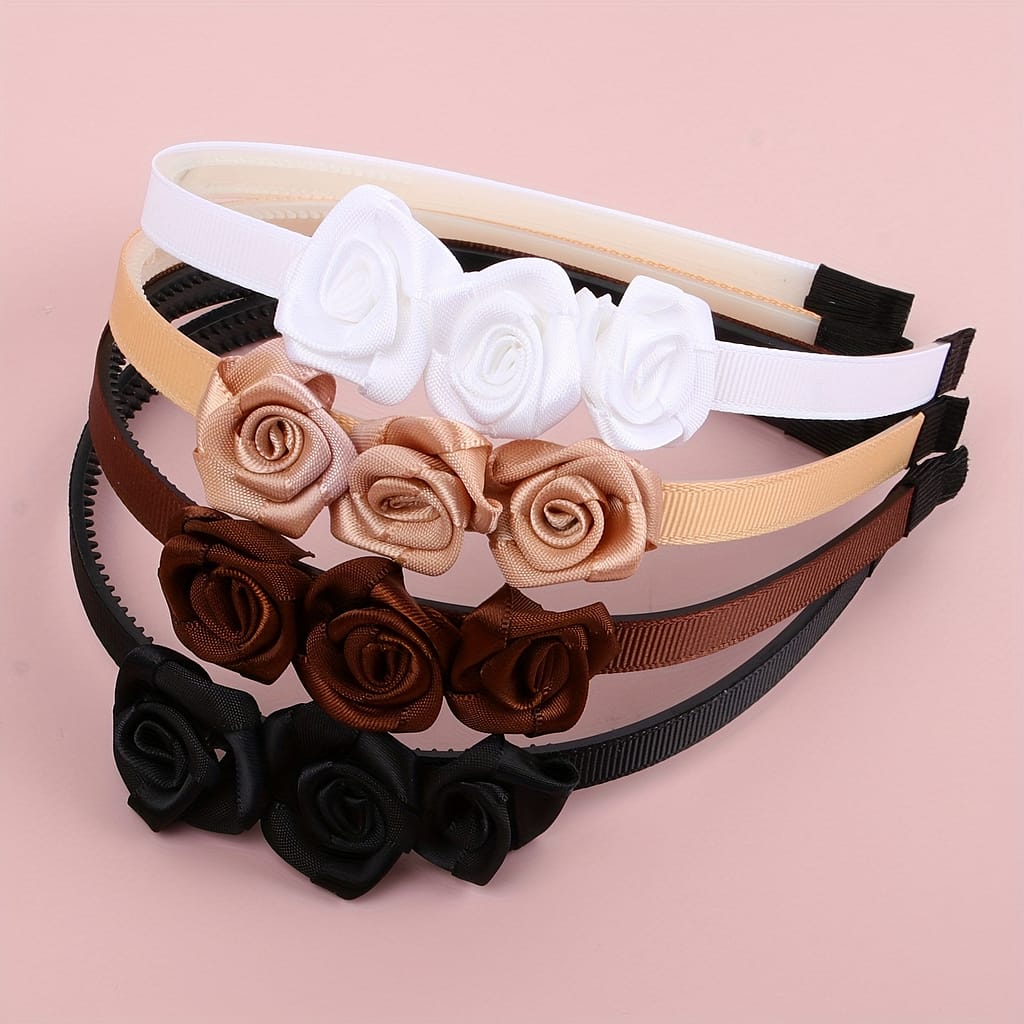 4pcs Simple Fabric Flower Headbands Cute Plastic Headbands Fashionable Flower Headbands Versatile Headbands Hair Accessories Accessories Shop Online at Dubai Trades 2
