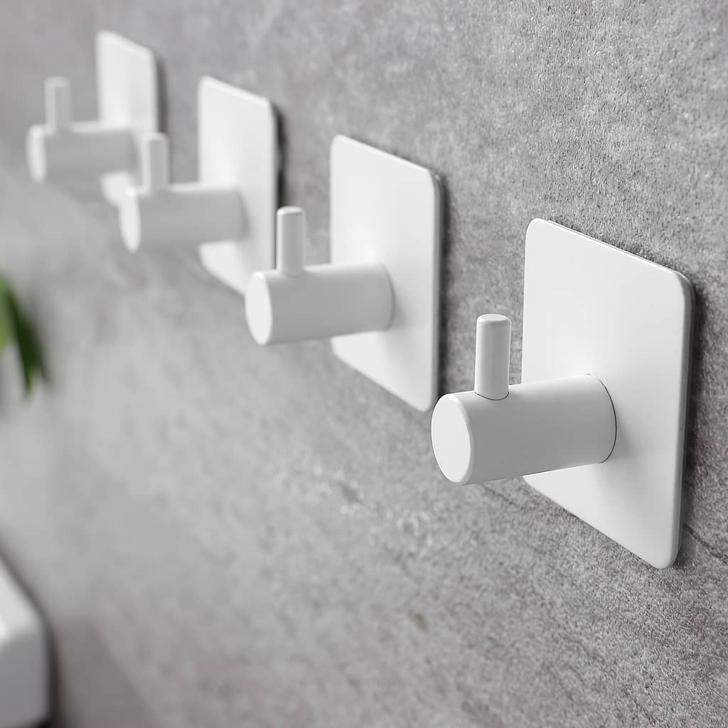 4pcs Stainless Steel Adhesive Wall Hooks, Rustproof Towel Holders For Jackets, Robes, And Utensils, Contemporary Style With Sleek Finish Home & Kitchen Shop Online at Dubai Trades 2