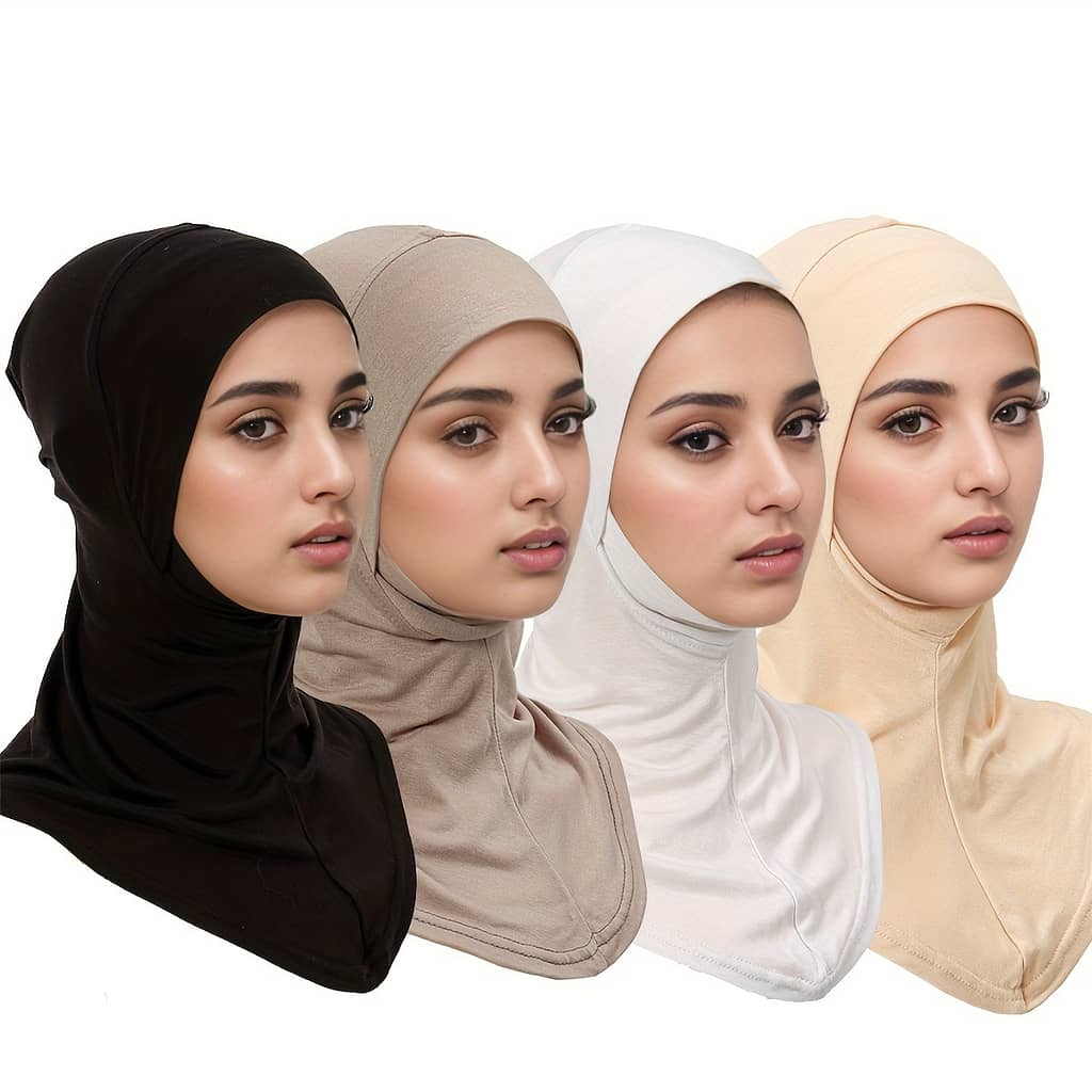 4pcs Women’s Fashion Soft Bottoming Hat Solid Color Wrap Chin Breathable Hood Accessories Shop Online at Dubai Trades 2