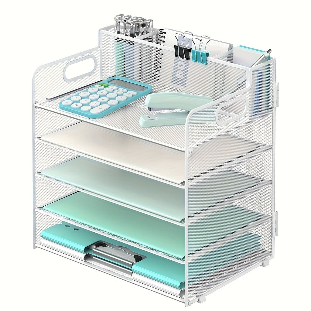 5-layer Desk Organizer With Handle And 3 Pen Holders, Desk Grid Paper/file Organizer, Paper Tray Organizer For Office Supplies Office & School Supplies Shop Online at Dubai Trades 2