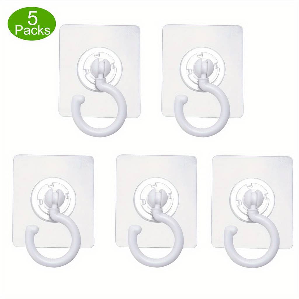 5-pack Rotatable Adhesive Ceiling Hooks, No-drill Wall-mounted Plastic Hangers For Plants, Lanterns, Wind Chimes – , Contemporary Style Utility Hooks Bathroom Hardware Shop Online at Dubai Trades 2