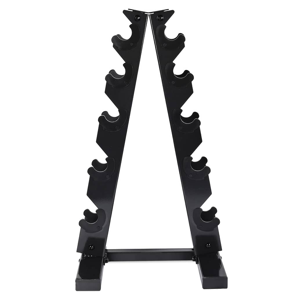 5-tier Dumbbell Rack – Black, Stainless Steel, Space-saving Design For Home Gym, Gym Equipment | Modern Aesthetic | Construction, Dumbbell Holder Dumbbells Shop Online at Dubai Trades 2