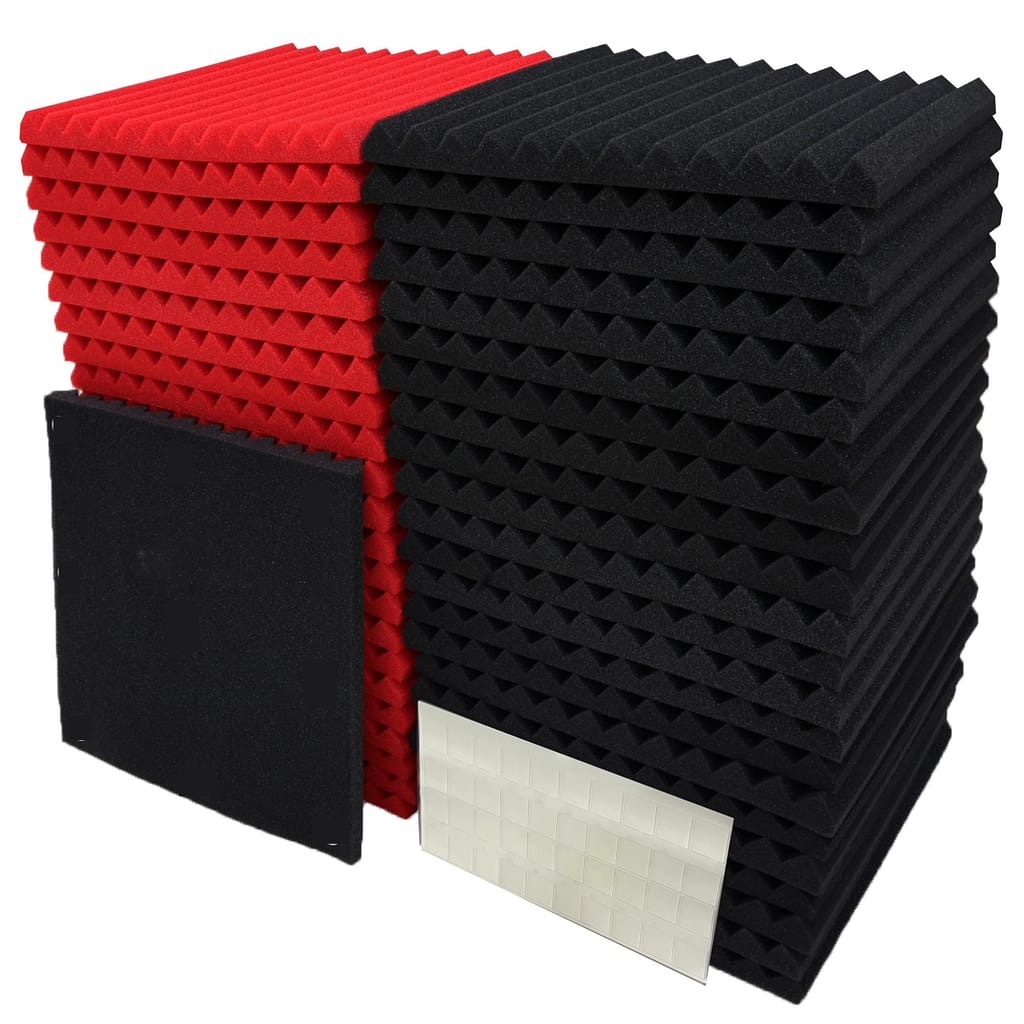50pcs Vibuilt Acoustic Foam Wedge Panels – 30cm X 30cm X 2.5cm, Black & Soundproofing Panels For Recording, Instruments, And Noise Reduction, , Modular Design Acoustical Treatments Shop Online at Dubai Trades 2