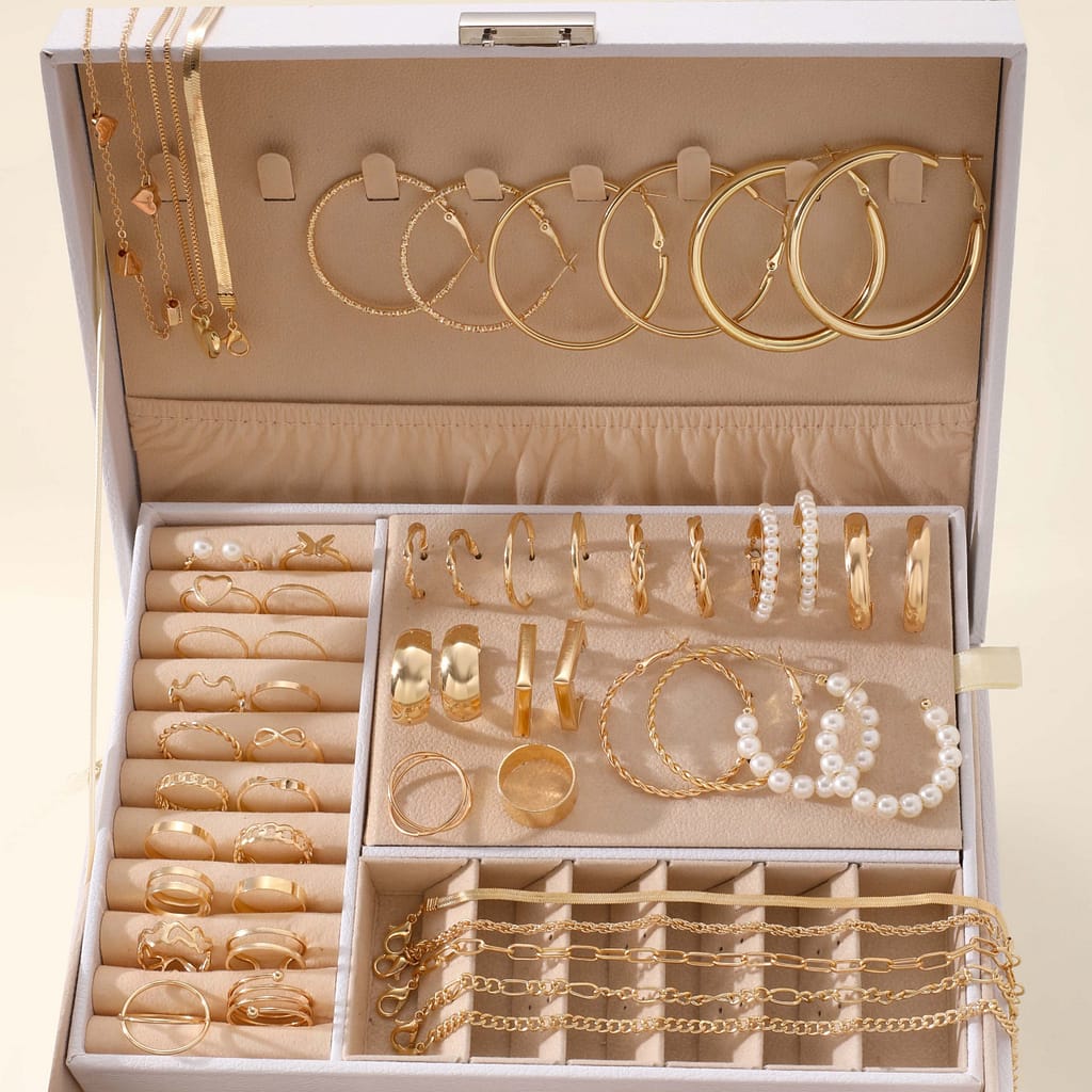 54-piece Bohemian Jewelry Set With Pearls, Heart Earrings, Rings, Bracelets For Women, Snake Bone Chain Design, , Mother’s Day Gift (box Not Included) Clothing, Shoes & Jewelry Shop Online at Dubai Trades 2