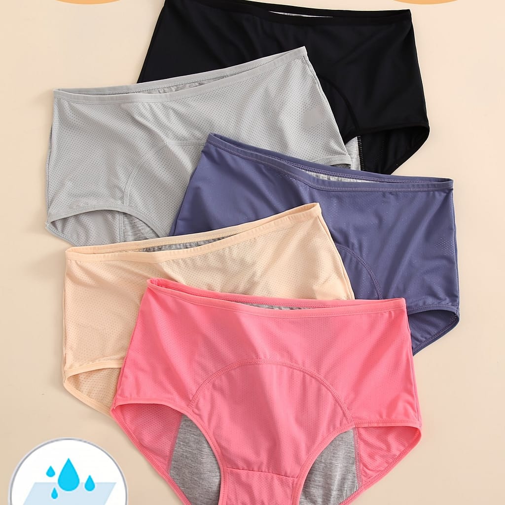 5pcs Elegant High-waisted Period Panties For Women, 0xl-5xl, Breathable Mesh, Three-layer Wide Absorbent Layer,solid Color Knit Fabric Clothing, Shoes & Jewelry Shop Online at Dubai Trades 2