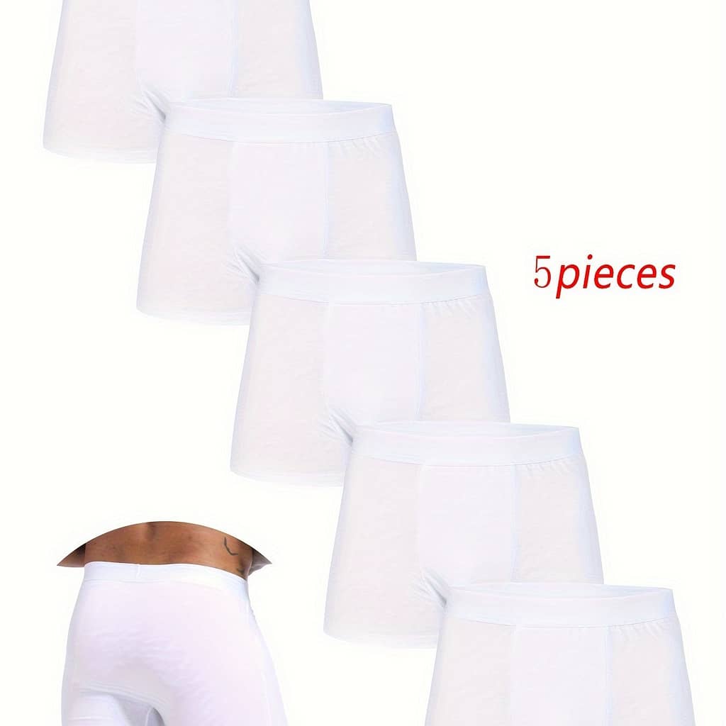 5pcs Men’ Boxer Shorts – Comfortable Polyester Underwear With Waistband, & Breathable, Machine Washable – Ideal For Casual Wear Boxer Briefs Shop Online at Dubai Trades 2