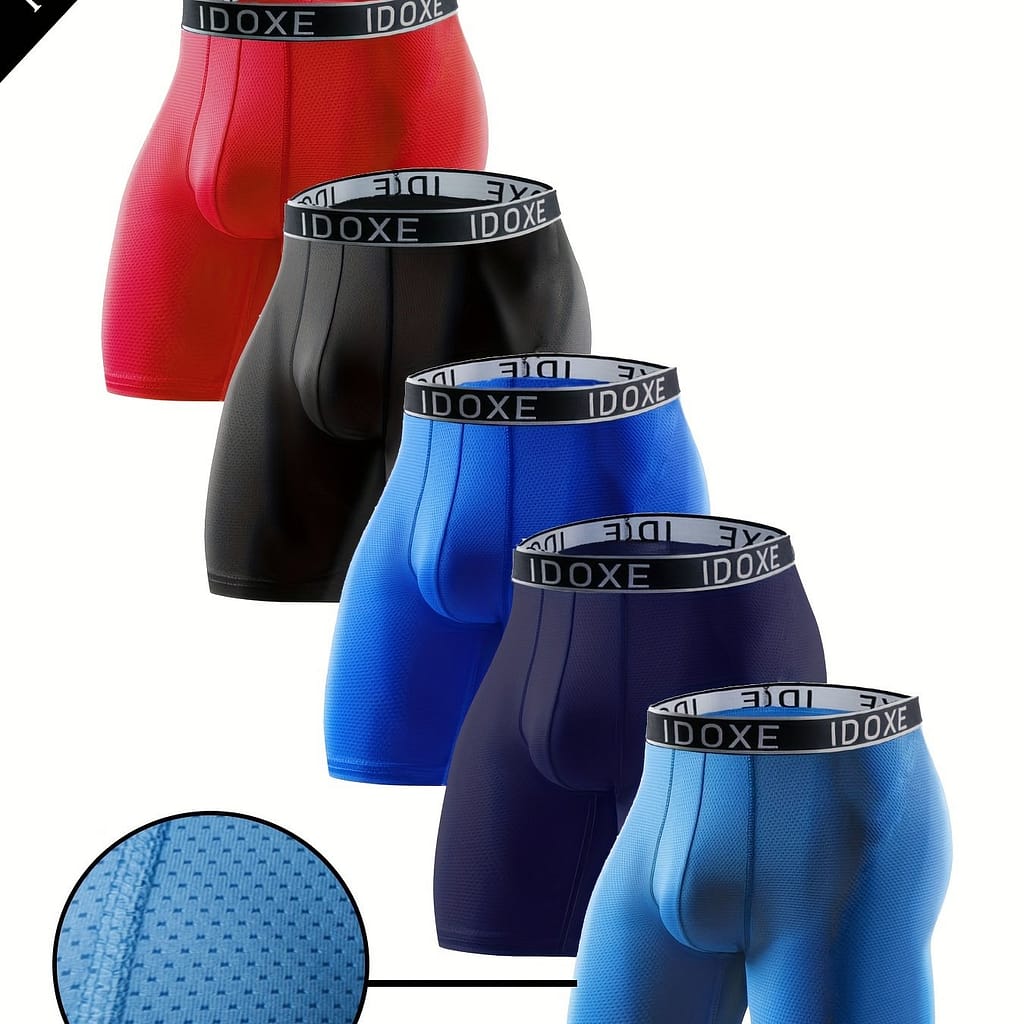 5pcs Plus Size Men’s New Long Boxer Briefs Shorts, Breathable Comfy Quick Drying Stretchy Boxer Trunks, Sports Trunks, Swim Trunks For Beach Pool, Men’s Novelty Underwear Clothing, Shoes & Jewelry Shop Online at Dubai Trades 2