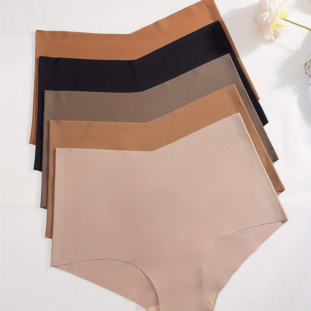 5pcs Seamless High-waist Women’s Briefs – Breathable & Stretchy Nylon/elastane , Fit Underwear In Assorted Colors Briefs Shop Online at Dubai Trades 2
