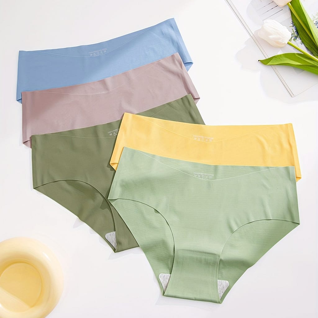 5pcs Seamless Solid Briefs, Comfy & Breathable Stretchy Intimates Panties, Women’s Lingerie & Underwear Bikinis Shop Online at Dubai Trades 2